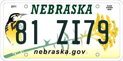 NE license plate 81ZI79