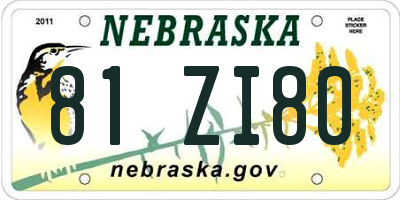 NE license plate 81ZI80