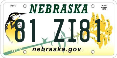 NE license plate 81ZI81