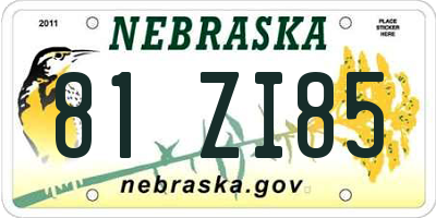 NE license plate 81ZI85