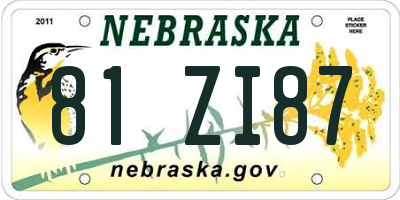 NE license plate 81ZI87