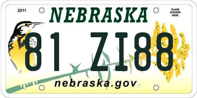 NE license plate 81ZI88