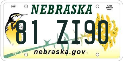 NE license plate 81ZI90
