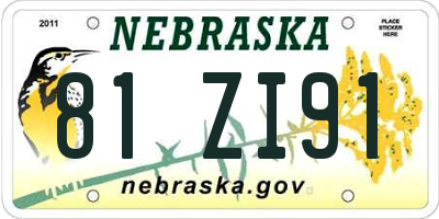 NE license plate 81ZI91
