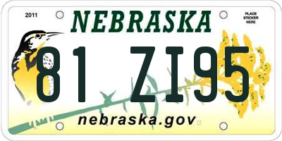 NE license plate 81ZI95