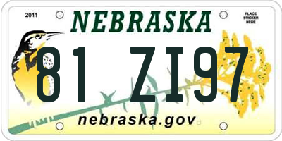 NE license plate 81ZI97