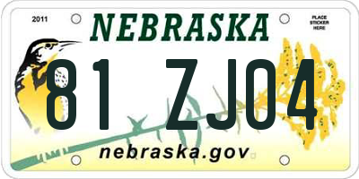 NE license plate 81ZJ04