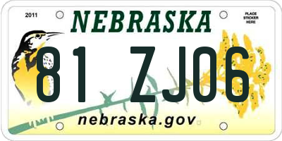 NE license plate 81ZJ06