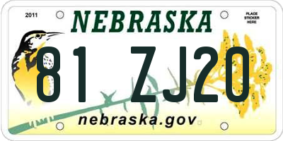 NE license plate 81ZJ20