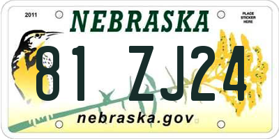 NE license plate 81ZJ24