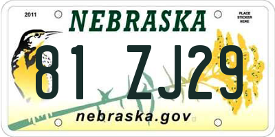 NE license plate 81ZJ29