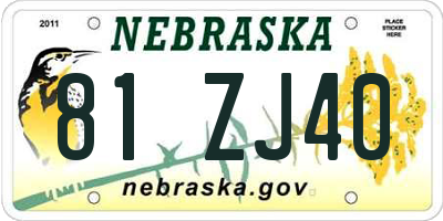 NE license plate 81ZJ40