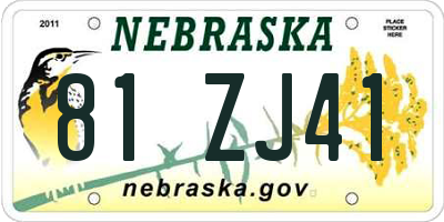 NE license plate 81ZJ41
