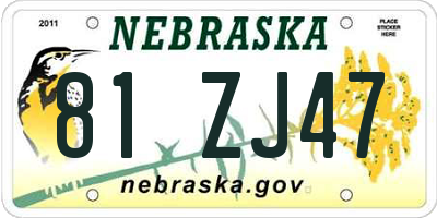 NE license plate 81ZJ47