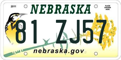 NE license plate 81ZJ57