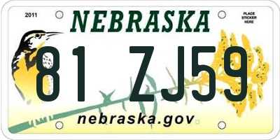 NE license plate 81ZJ59