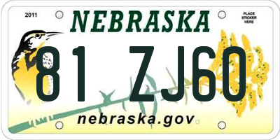 NE license plate 81ZJ60