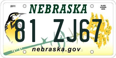 NE license plate 81ZJ67