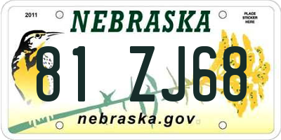 NE license plate 81ZJ68