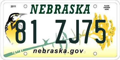 NE license plate 81ZJ75
