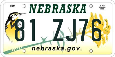 NE license plate 81ZJ76