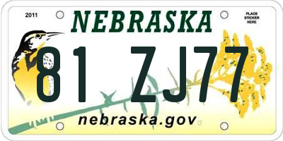 NE license plate 81ZJ77