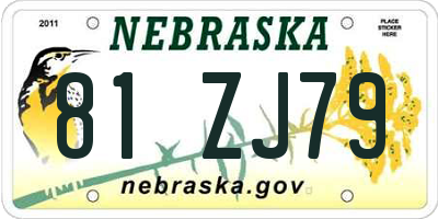 NE license plate 81ZJ79
