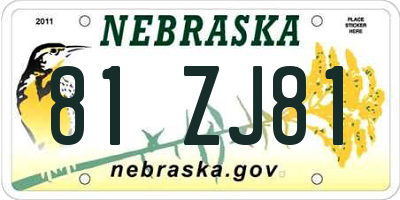 NE license plate 81ZJ81