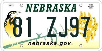 NE license plate 81ZJ97