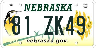 NE license plate 81ZK49
