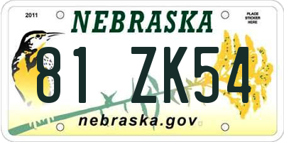 NE license plate 81ZK54