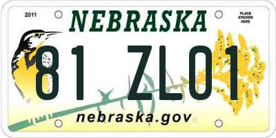 NE license plate 81ZL01