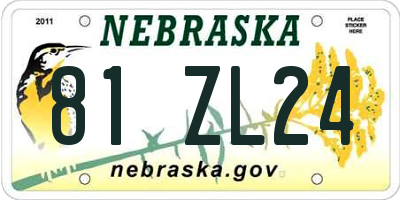 NE license plate 81ZL24