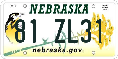NE license plate 81ZL31