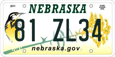 NE license plate 81ZL34