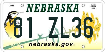 NE license plate 81ZL36