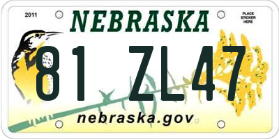 NE license plate 81ZL47