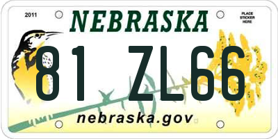 NE license plate 81ZL66