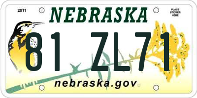 NE license plate 81ZL71