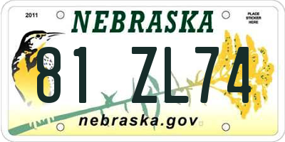 NE license plate 81ZL74