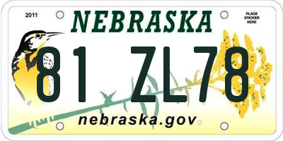 NE license plate 81ZL78