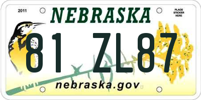 NE license plate 81ZL87