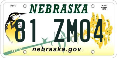 NE license plate 81ZM04