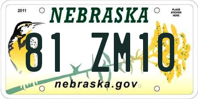 NE license plate 81ZM10