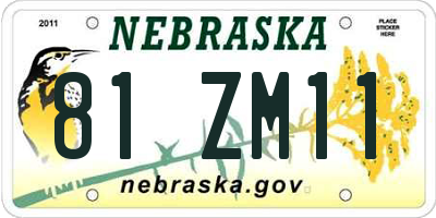 NE license plate 81ZM11