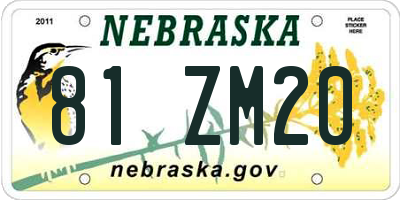 NE license plate 81ZM20