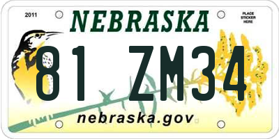 NE license plate 81ZM34