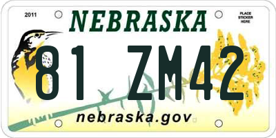 NE license plate 81ZM42