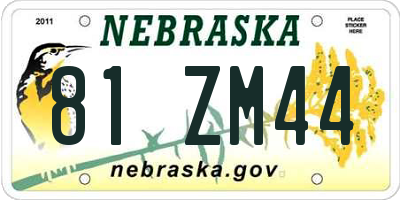 NE license plate 81ZM44