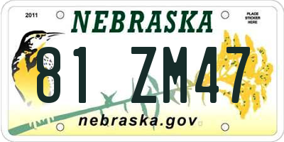 NE license plate 81ZM47